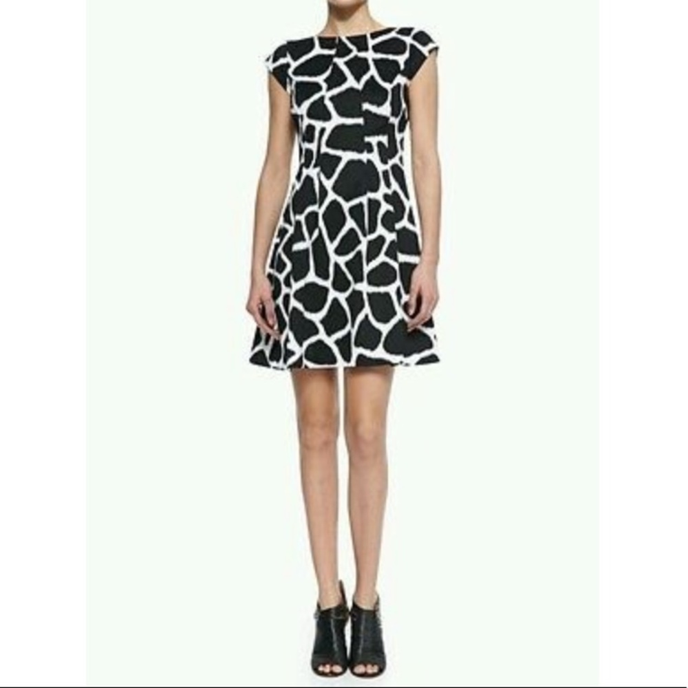 Michael Michael Kors Black and White Print Flare Dress